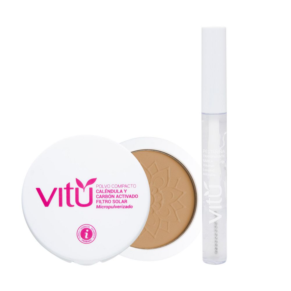 Polvo compacto VITU  + Pestañina transparente (2  und)