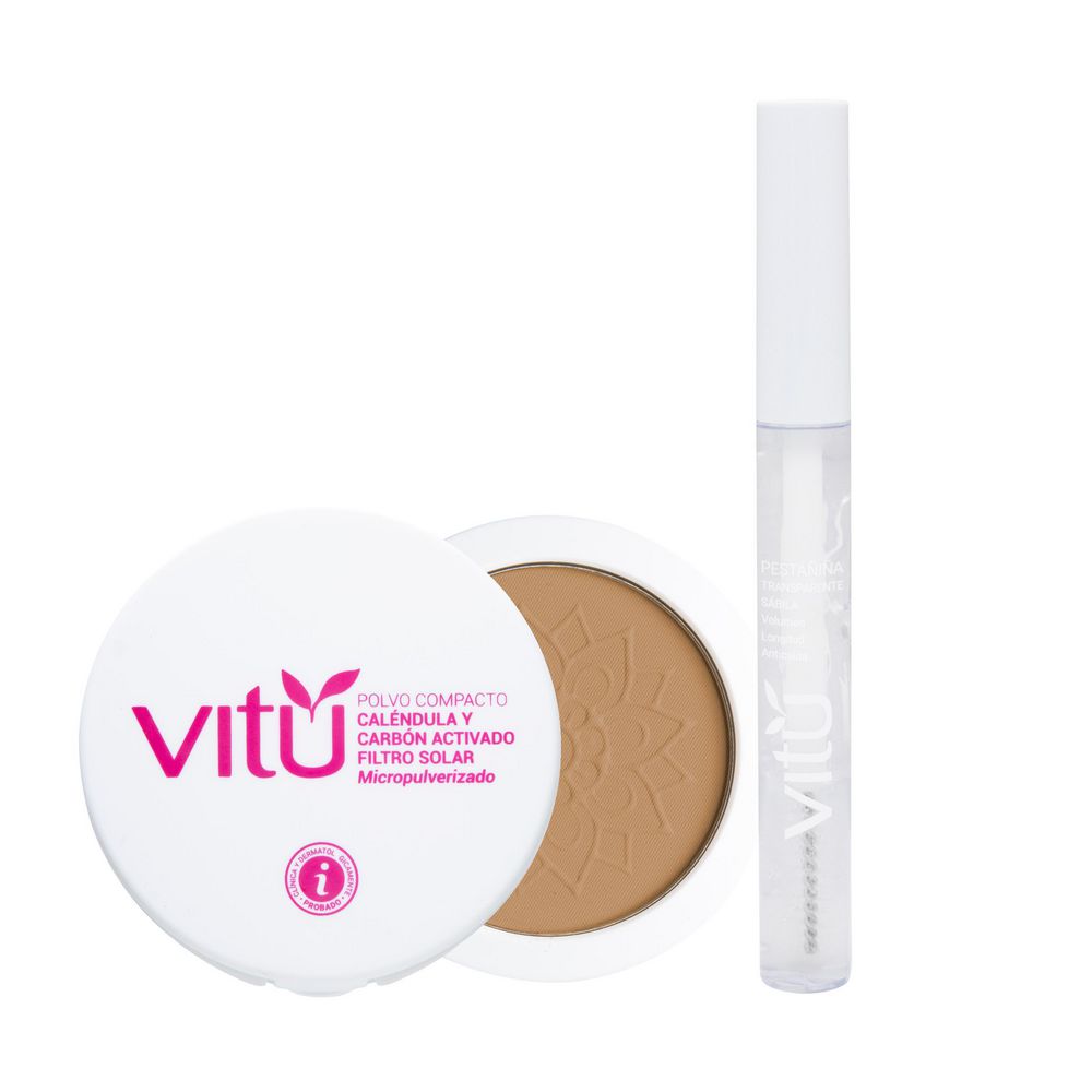 Polvo compacto VITU  + Pestañina transparente (2  und)