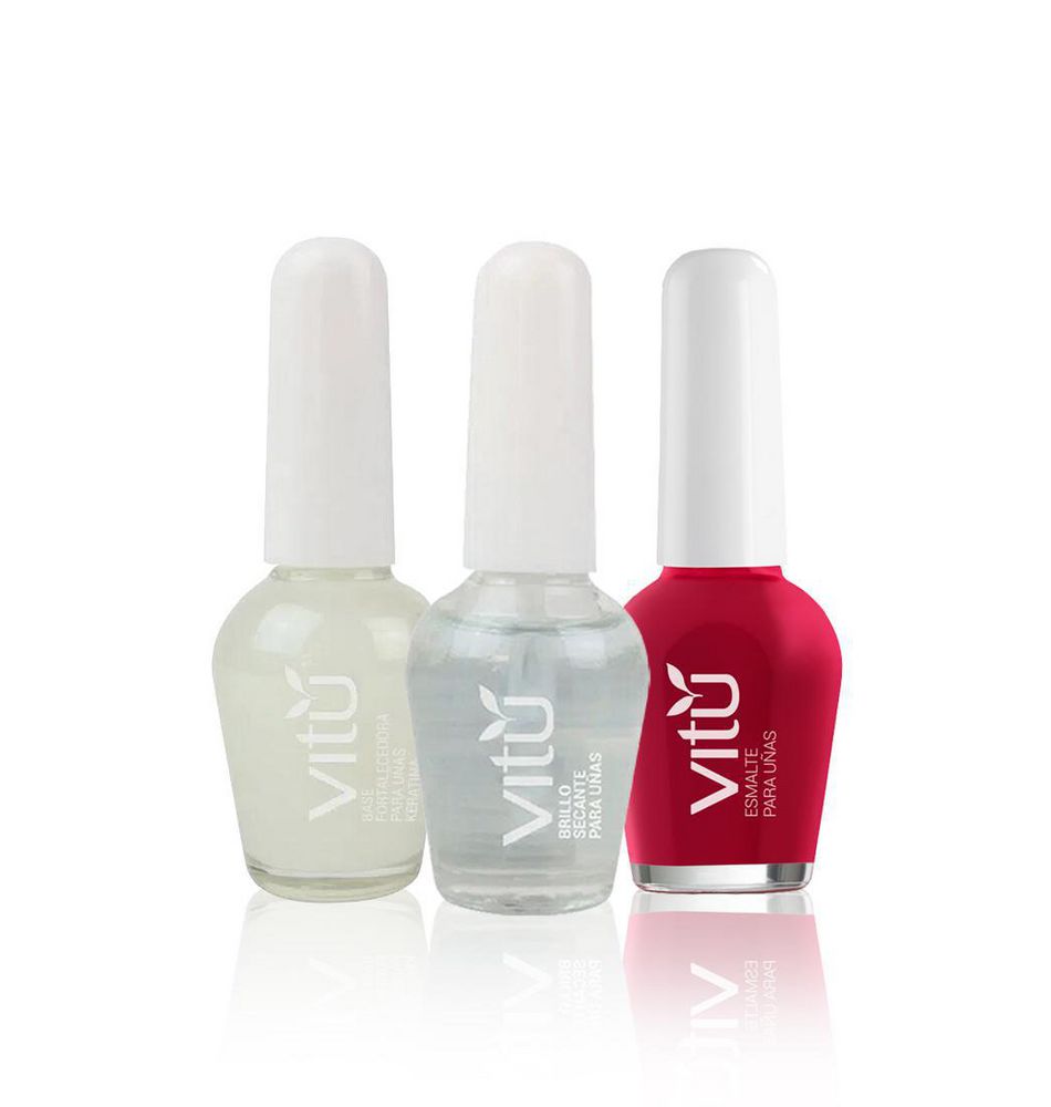 Kit para uñas VITU Base, esmalte y brillo (30  ml)