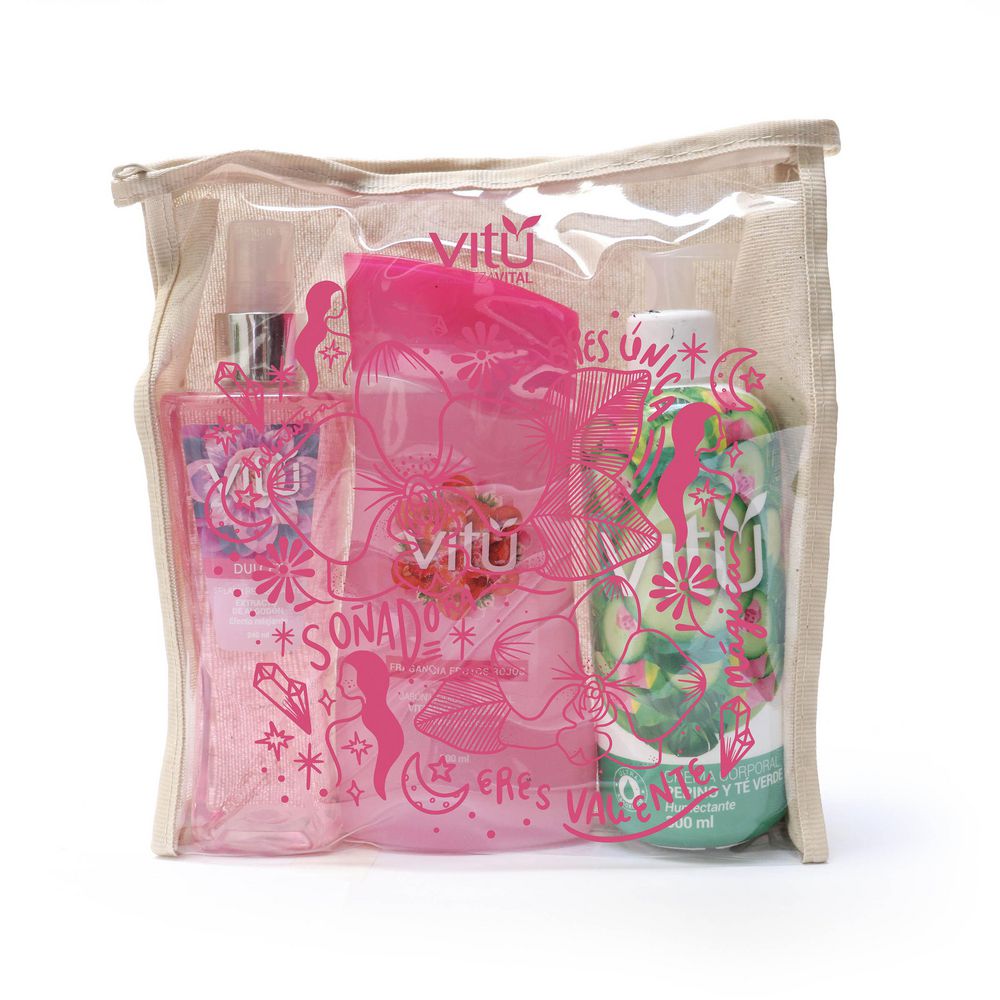Kit cuidado corporal VITU Crema corporal + splash + jabón (740 ml)