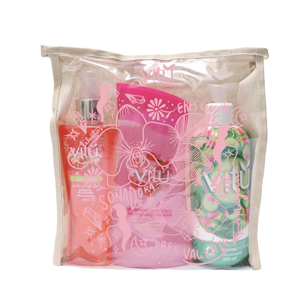 Kit cuidado corporal VITU Crema corporal + splash + jabón (740 ml)