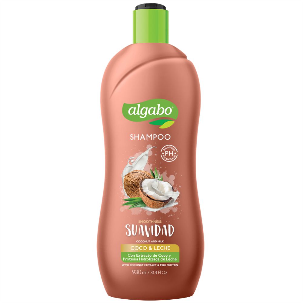 Shampoo ALGABO MARCA EXCLUSIVA Con Extracto De Coco Y Leche (930 ml)