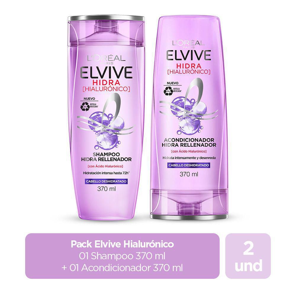 Shampoo + acondicionador ELVIVE Loreal Paris hidra hialurónico (740  ml)