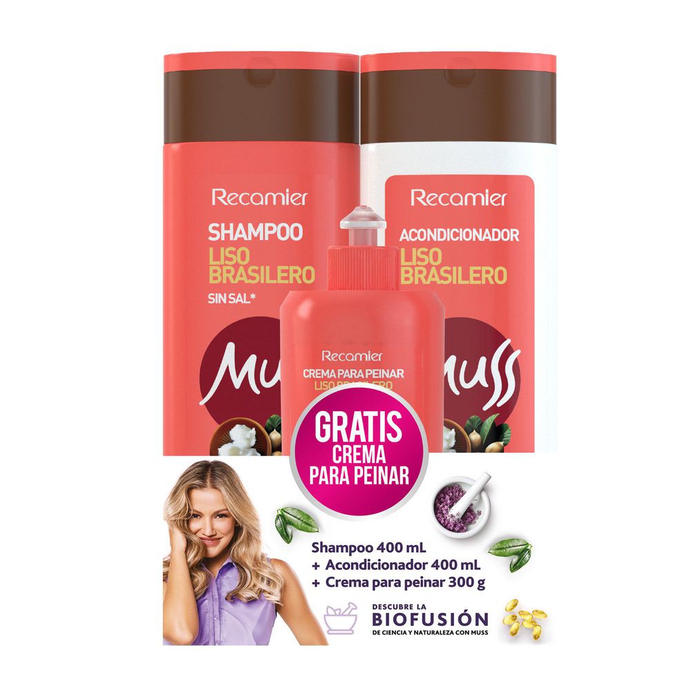 Shampoo MUSS LISO SIN SAL (800  ml)