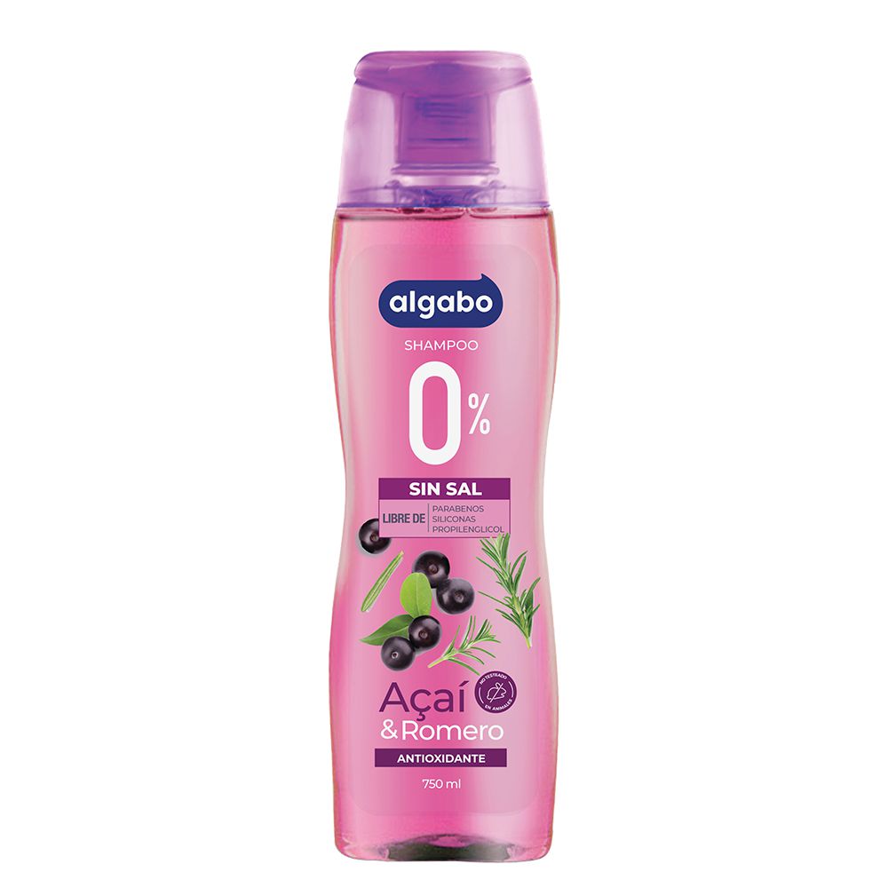 Shampoo ALGABO MARCA EXCLUSIVA Sin Sal Acaí Y Romero (750 ml)