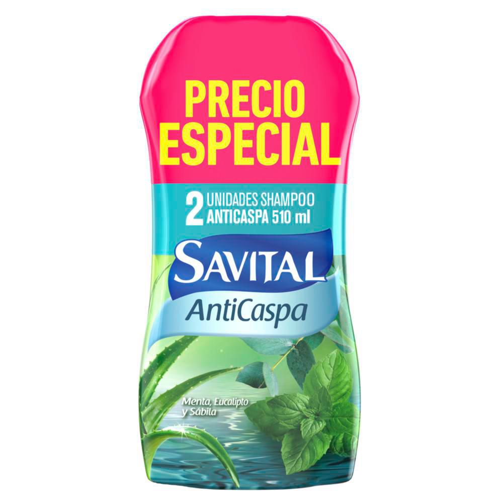 Shampoo SAVITAL Anticaspa Menta Y Eucalipto x2und (1020  ml)