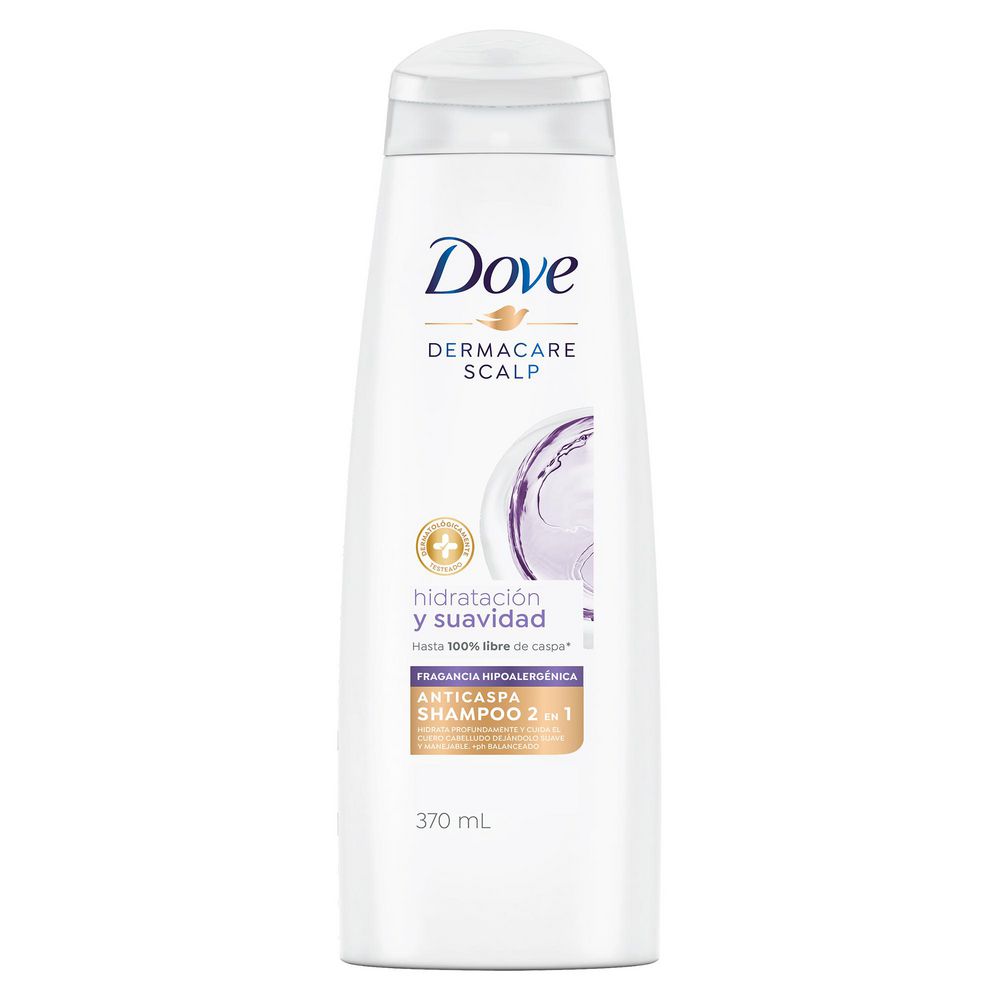 Shampoo DOVE Anticaspa, Hidratación Y Suavidad (370  ml)