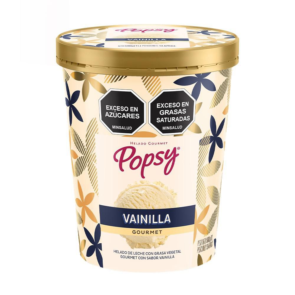 Helado con sabor POPSY Litro Vainilla Gourmet (600 gr)