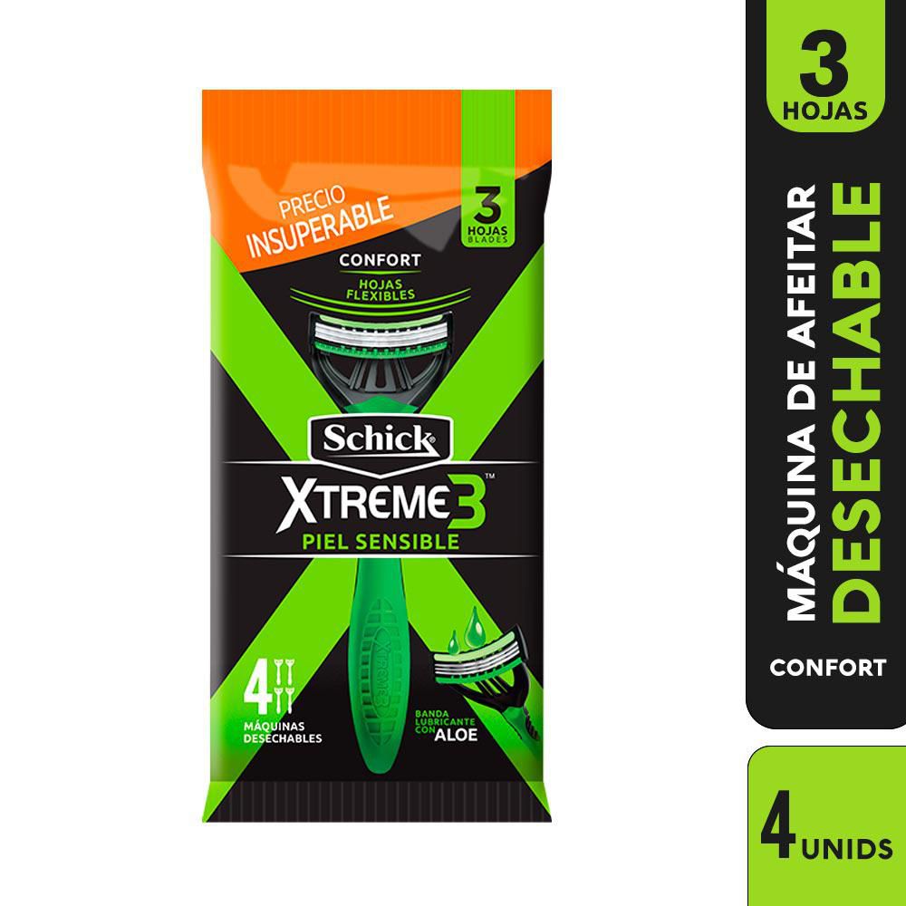 Maquina de afeitar SCHICK Xtreme3 piel sensible x4 und (4 und)