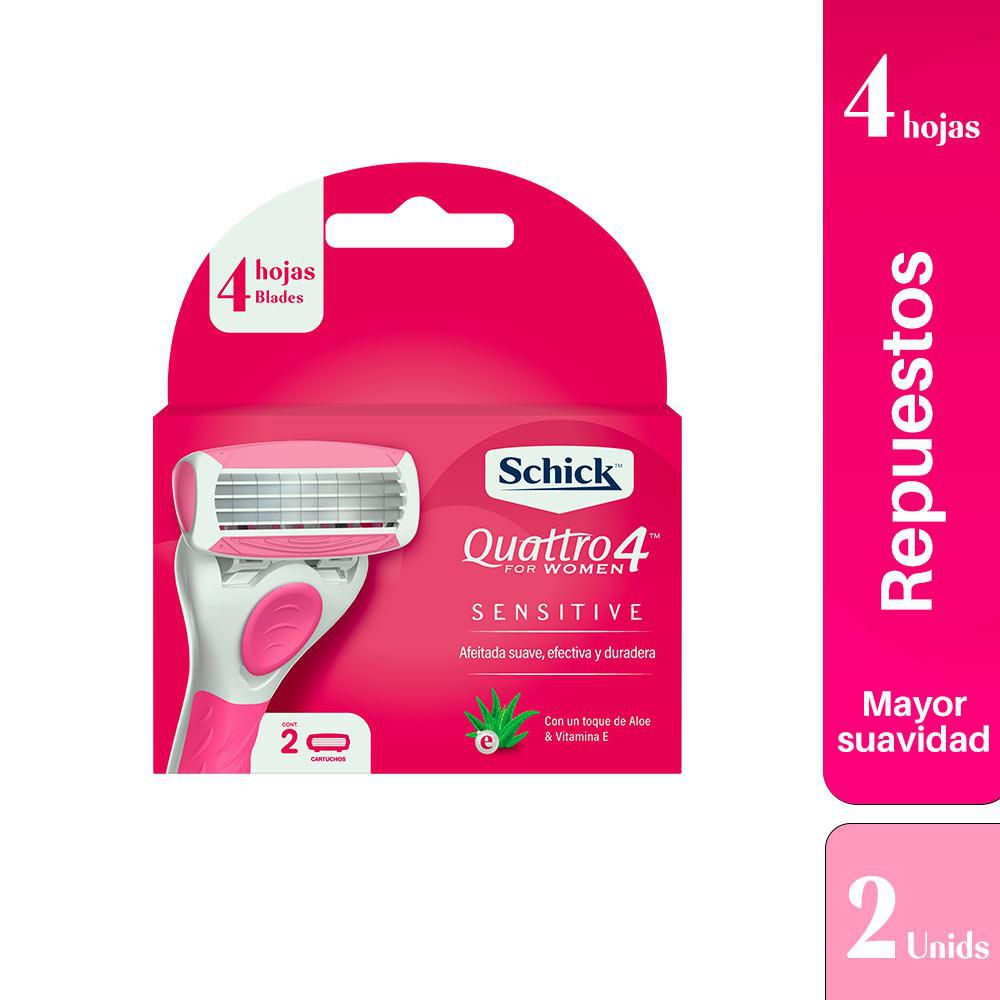 Maquina de afeitar SCHICK Quattro women repuestos x2 und (2 und)