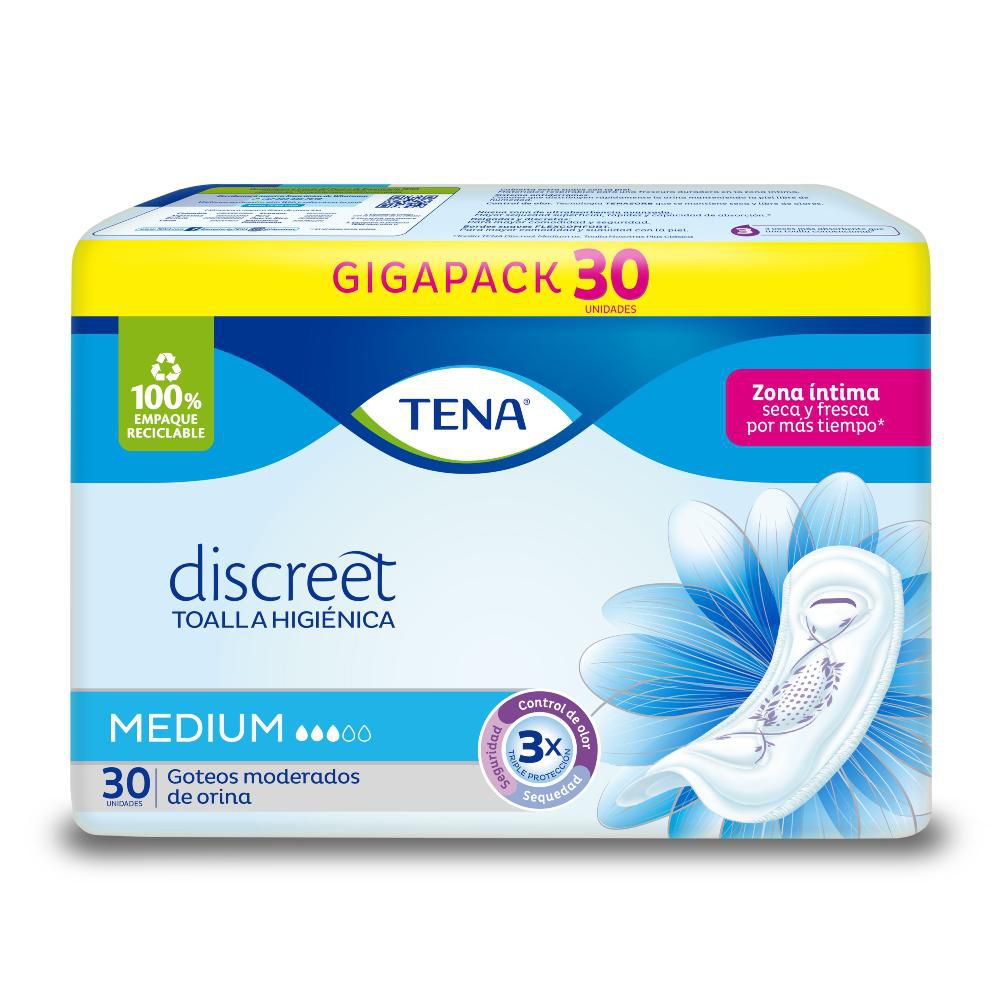 Toallas higiénicas TENA Medium goteos de orina (30 und)