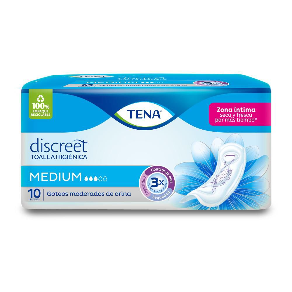 Toallas higiénicas TENA Medium goteos de orina (10 und)