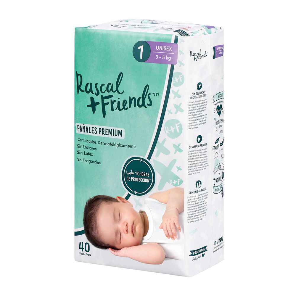 PAÑALES RASCA RASCAL + FRIENDS T1 X 40 UNDS (40 und)