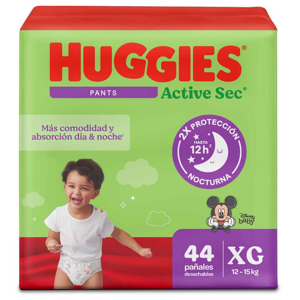 Pañales HUGGIES Active sec pants etapa 4 XG (44 und)