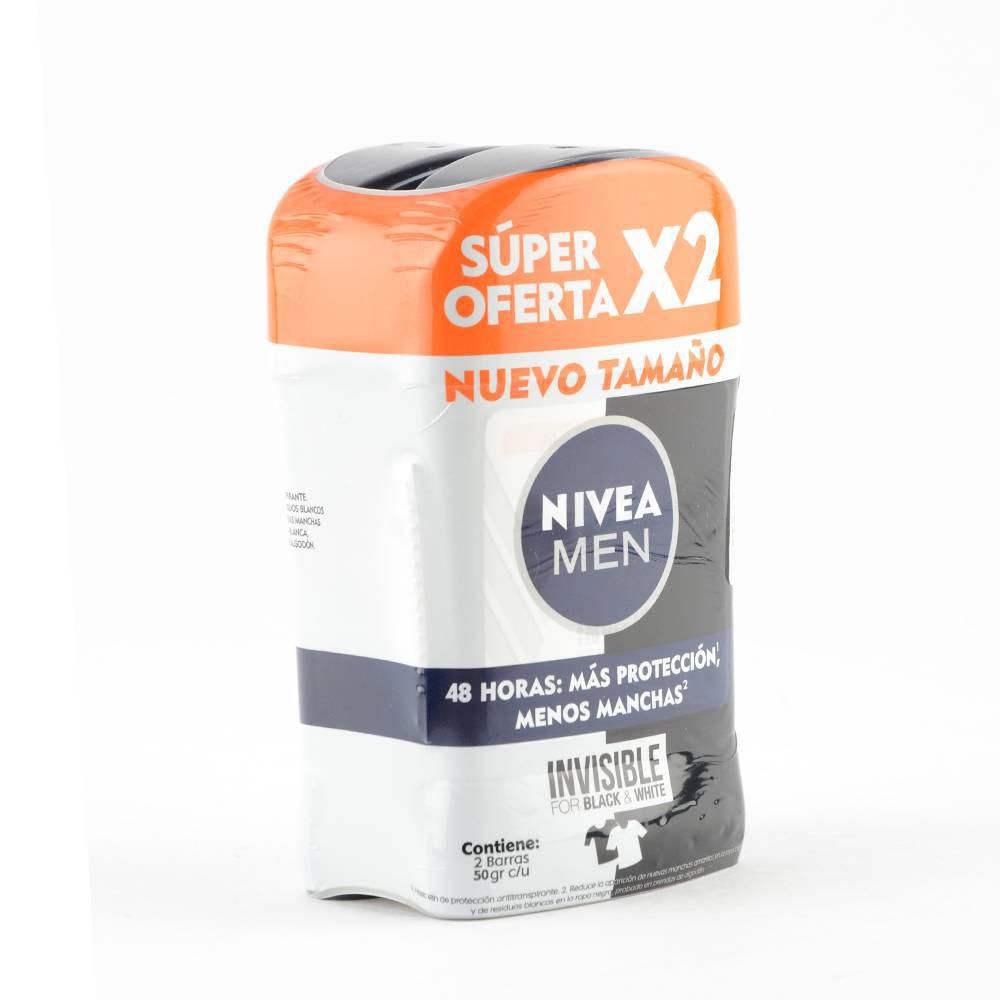 Desodorante NIVEA black & white men en barra x2und (100  gr)