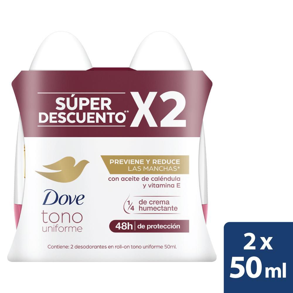 Desodorante DOVE Dermo Aclarante Roll On x2und (100  ml)