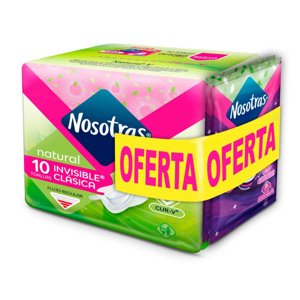 Toallas higiénicas NOSOTRAS Invisible clasica + toallas (10 und)