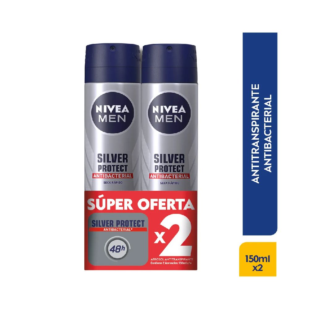 Desodorante NIVEA silver protect men spray x2und (300 ml)