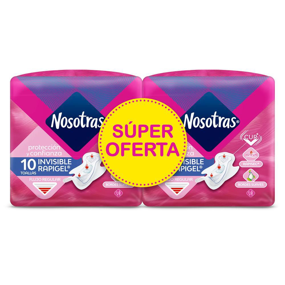 Toallas higiénicas NOSOTRAS Invisible rapigel (20 und)