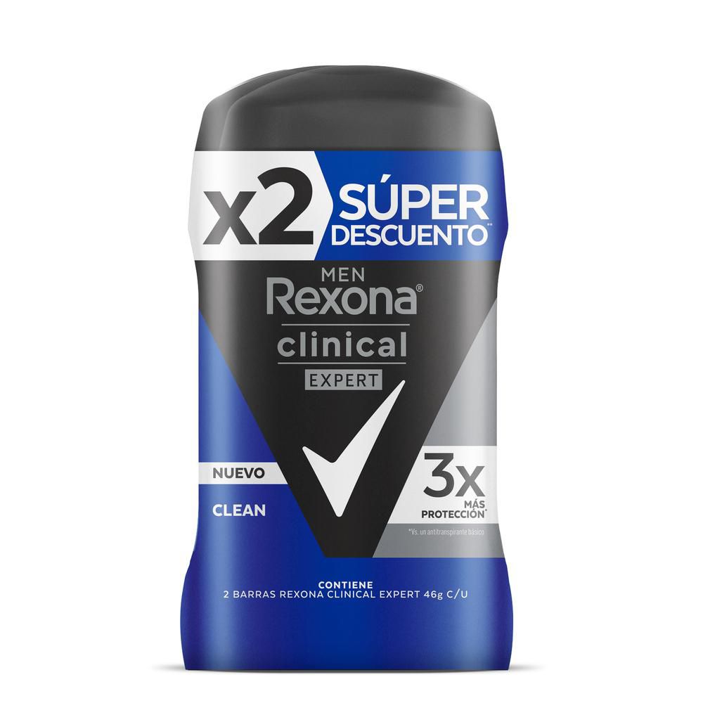 Desodorante REXONA clinical expert barra hombre x2und (92 gr)