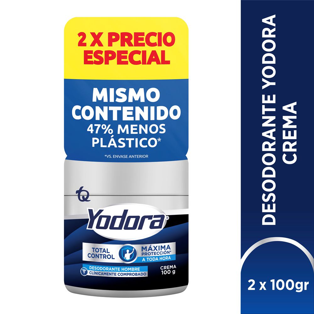 Desodorante YODORA crema total control x2und (200 gr)