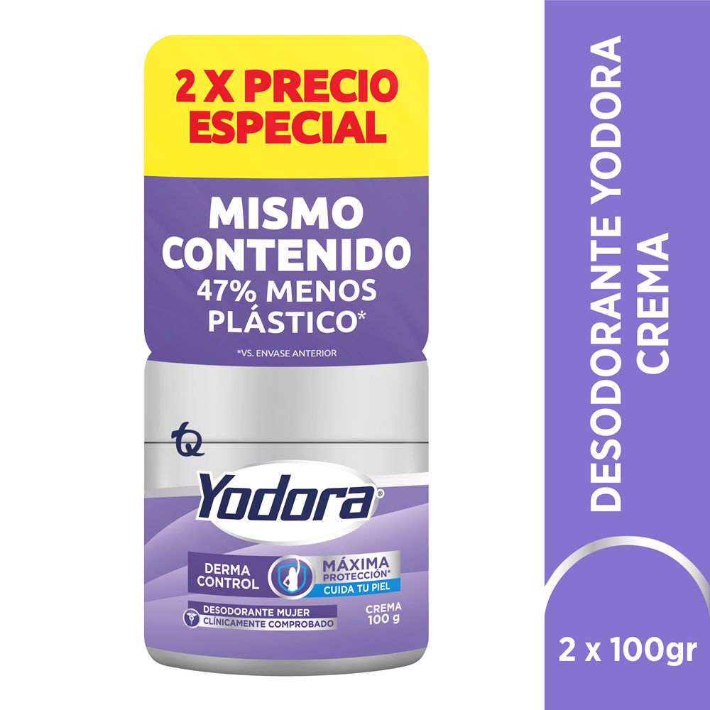 Desodorante YODORA crema derma control x2und (200 gr)