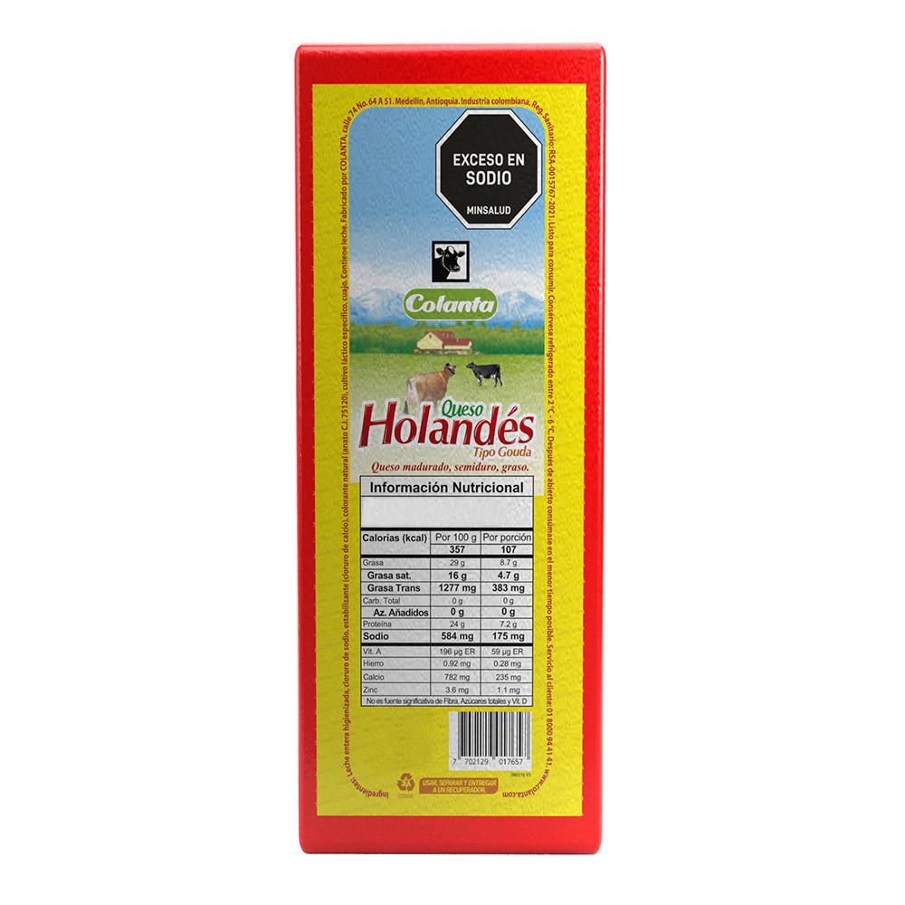 Queso holandés COLANTA porcionado en tienda