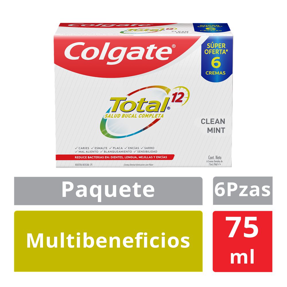 Crema dental COLGATE Total clean mint prevención activa (450 ml)