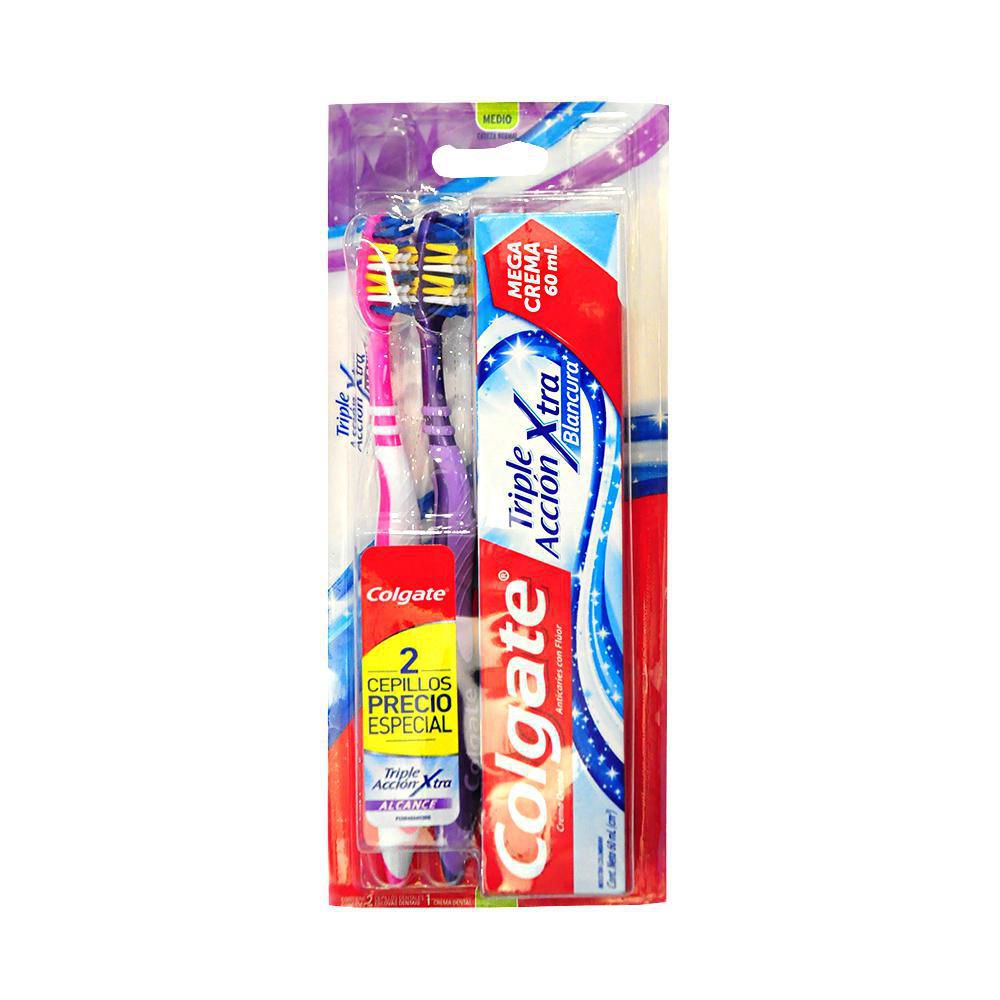 Crema Dental + Cepillo De Dientes COLGATE Triple Acción Xtra Blancura (2 und)