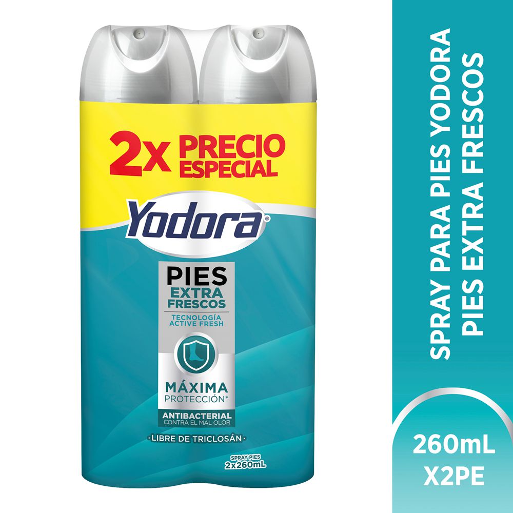 Desodorante para pies YODORA en spray pies extra frescos x2und (520 ml)