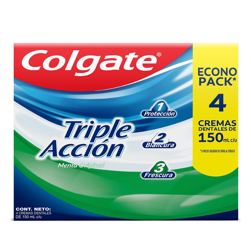 Crema Dental COLGATE Triple Acción x4und 150ml (600 ml)