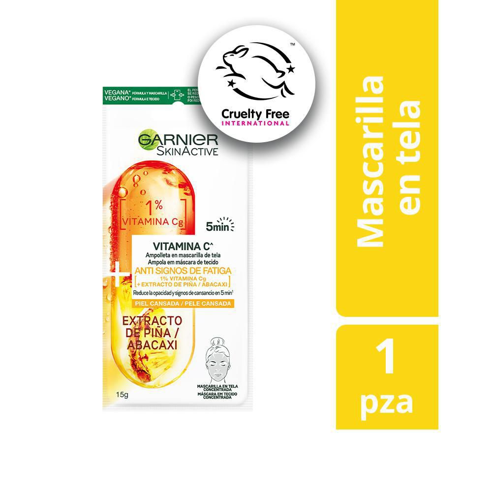 Mascarilla facial GARNIER SKIN ACTIVE En tela anti signos fatiga (15  gr)