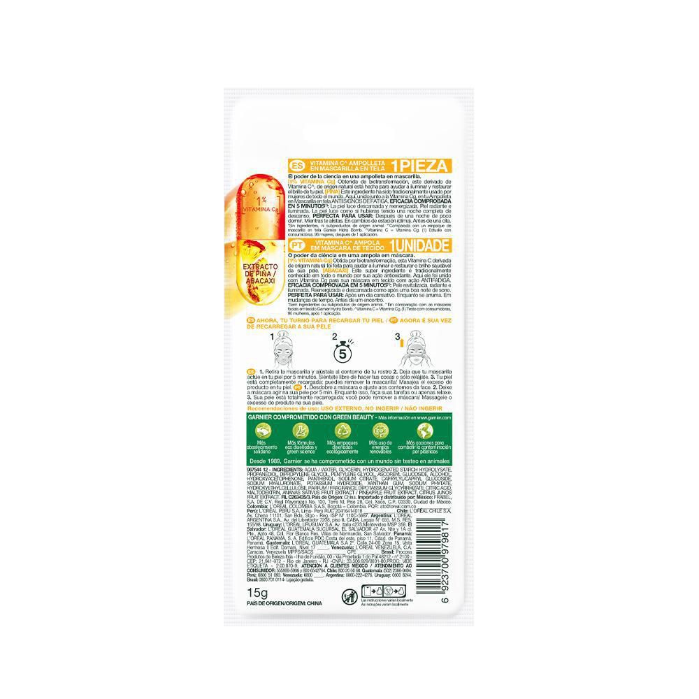Mascarilla facial GARNIER SKIN ACTIVE En tela anti signos fatiga (15  gr) img #3