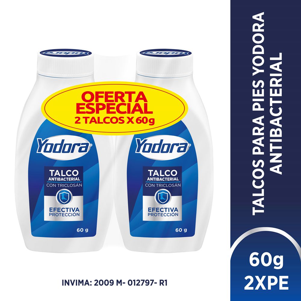 Talco YODORA antibacterial x2und (120 gr)
