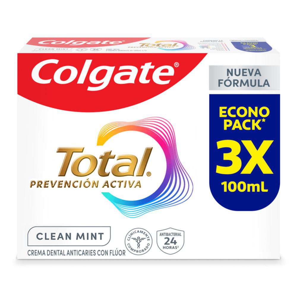 Crema dental COLGATE Total clean mint prevención activa (300 ml)