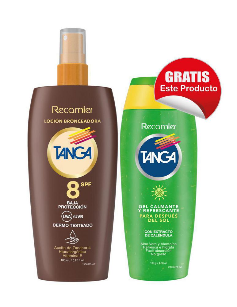 Oferta locion TANGA BRONCEO 8SPF + GEL CALMANTE (185 ml)
