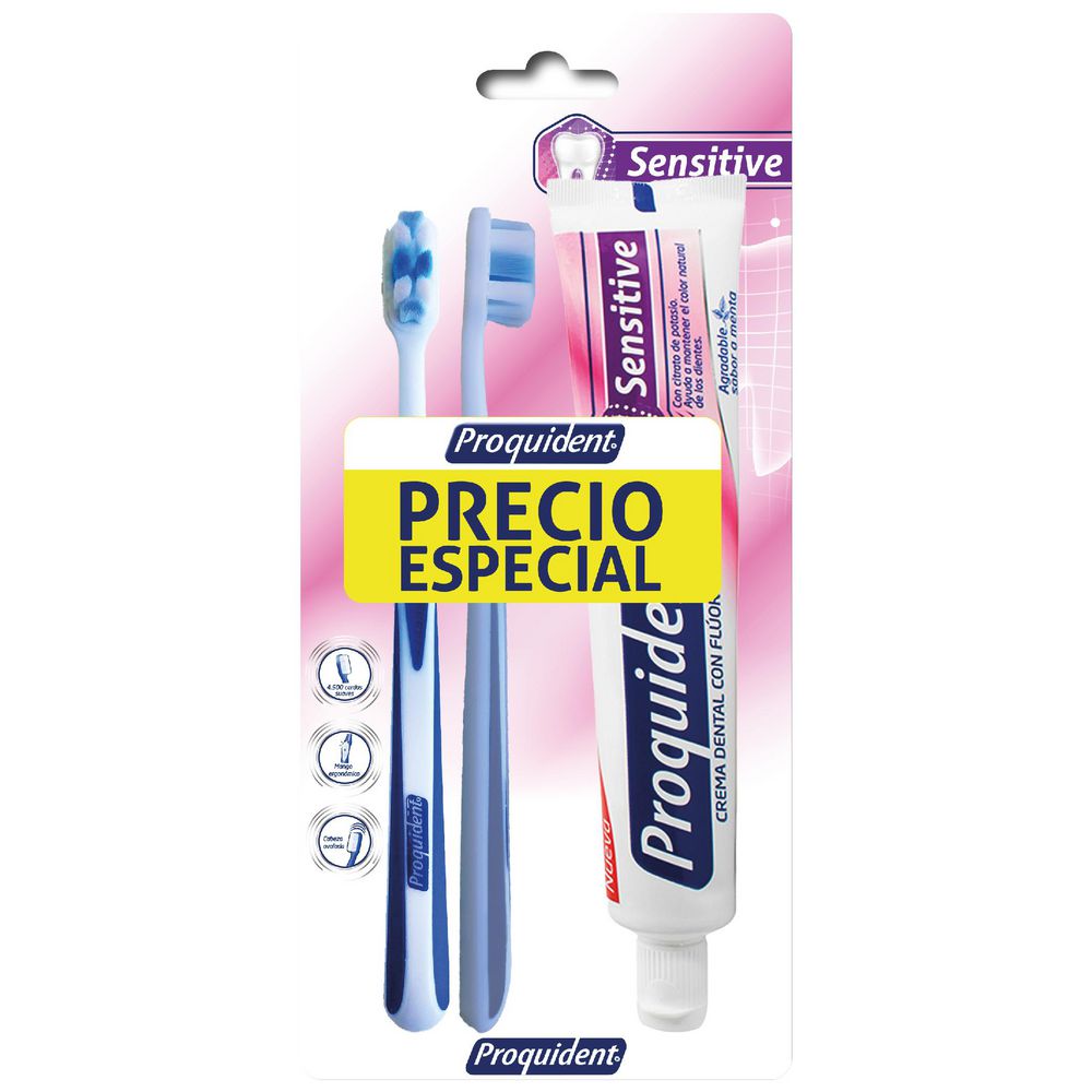 Cepillo PROQUIDENT Crema Senstitive + 2 Cep Sensitive (1 und)