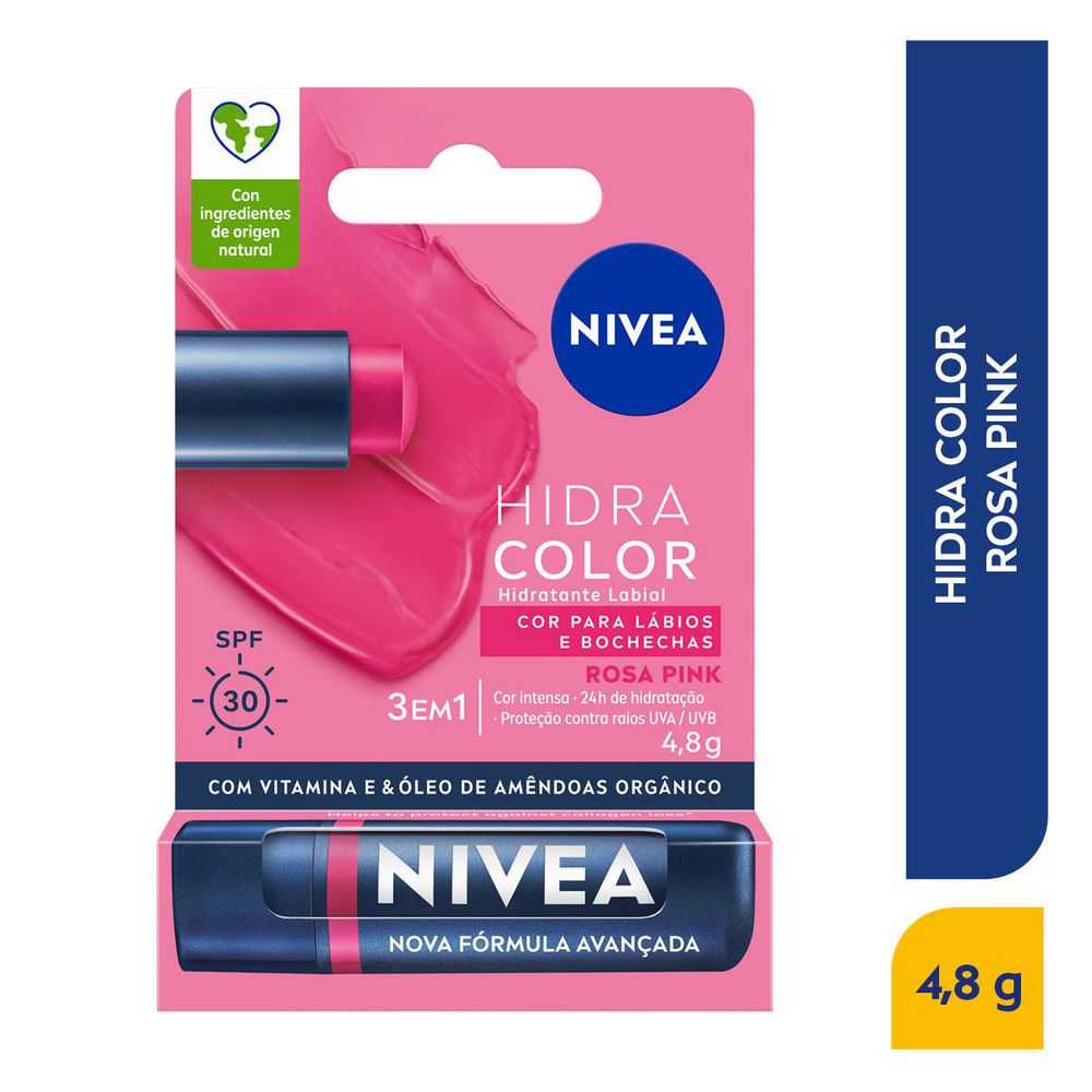 Protector labial NIVEA color pink 3 en 1 (4.8 gr)