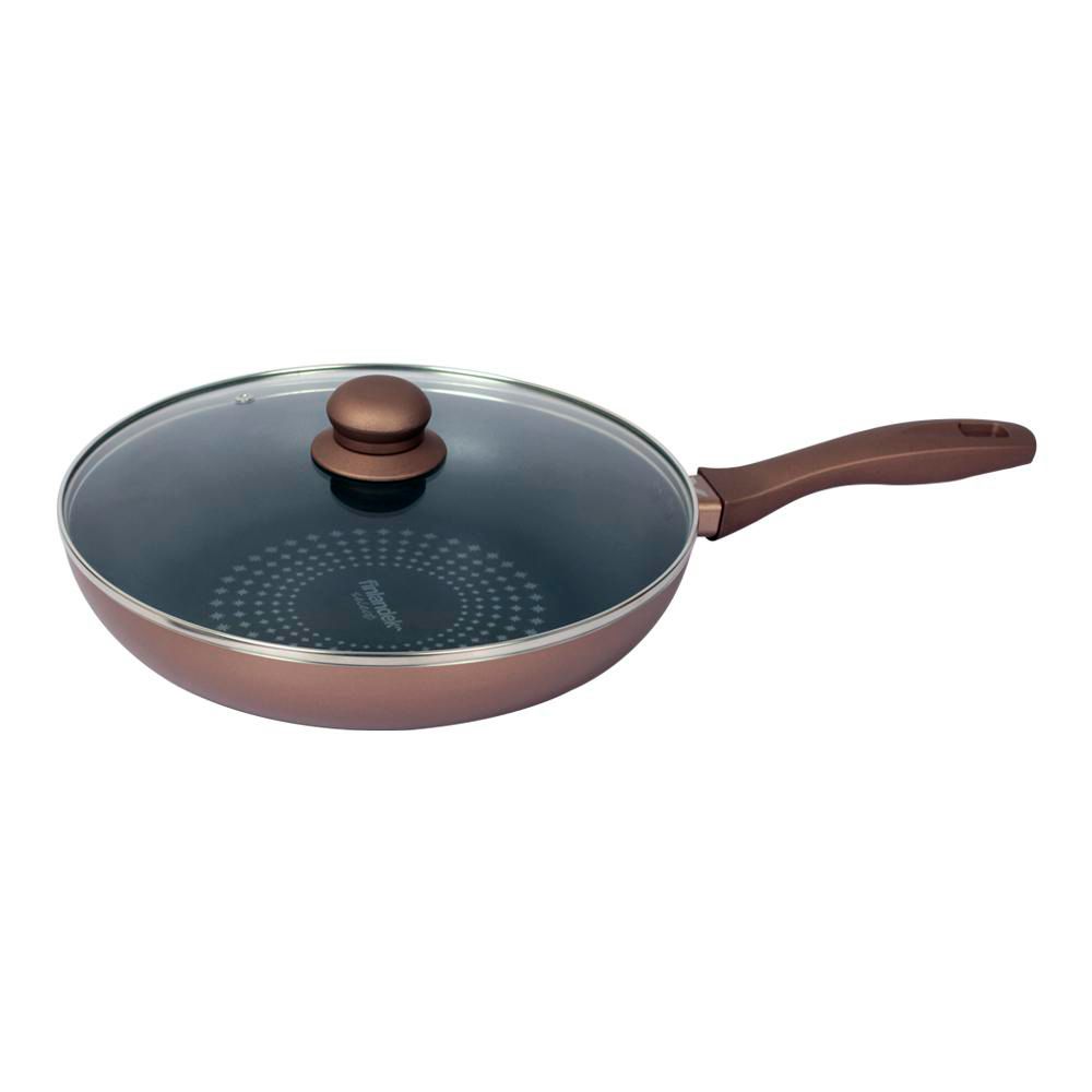Sartén FINLANDEK SELECT Aluminio Antiadherente 24Cm Con Tapa Vidrio 1 25x42x170 Cafe