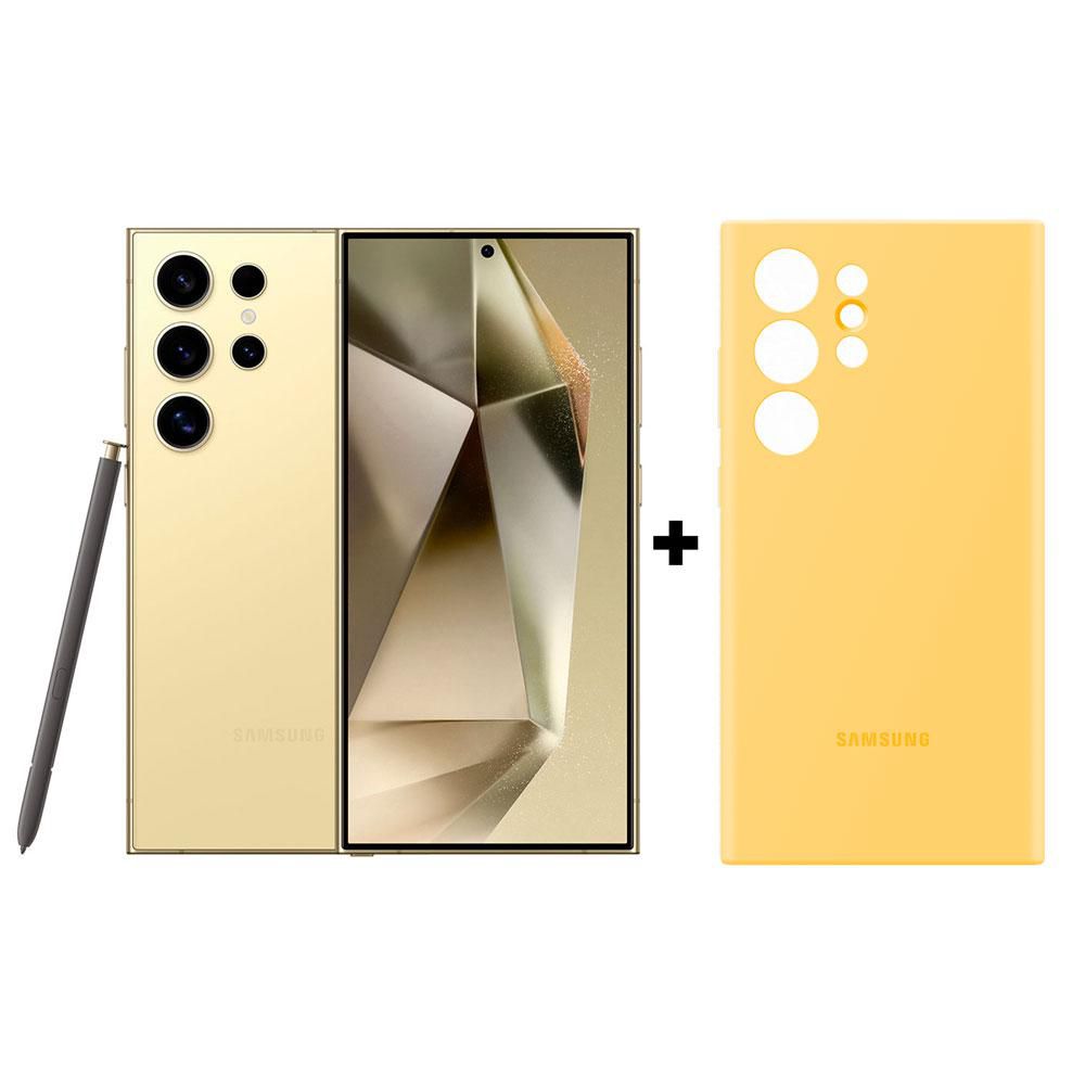 Celular SAMSUNG Galaxy S24 ULTRA AI 5G 512 GB 12 GB RAM AMARILLO + Cover de Silicona