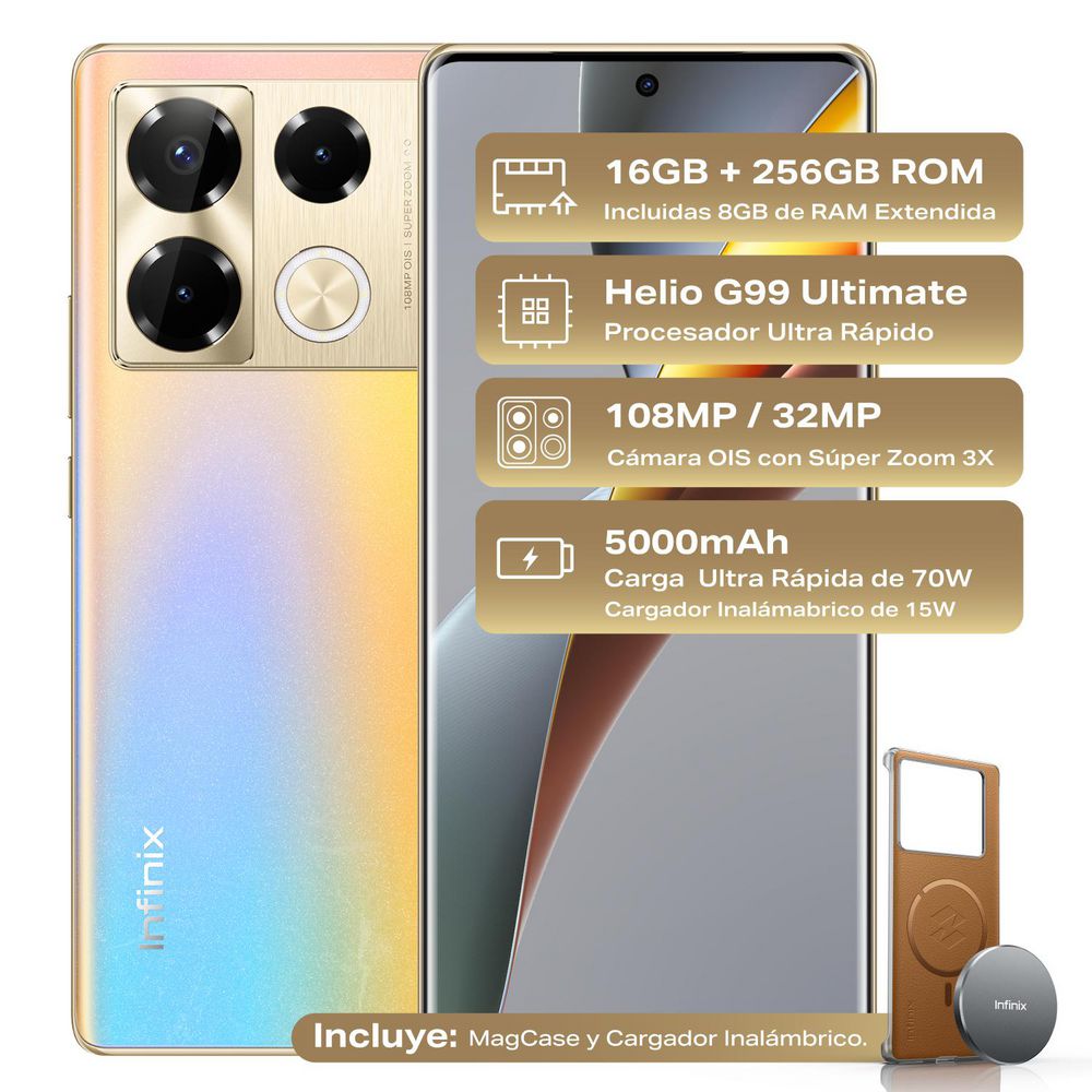 Celular INFINIX NOTE 40 PRO 256 GB 8 GB RAM Dorado