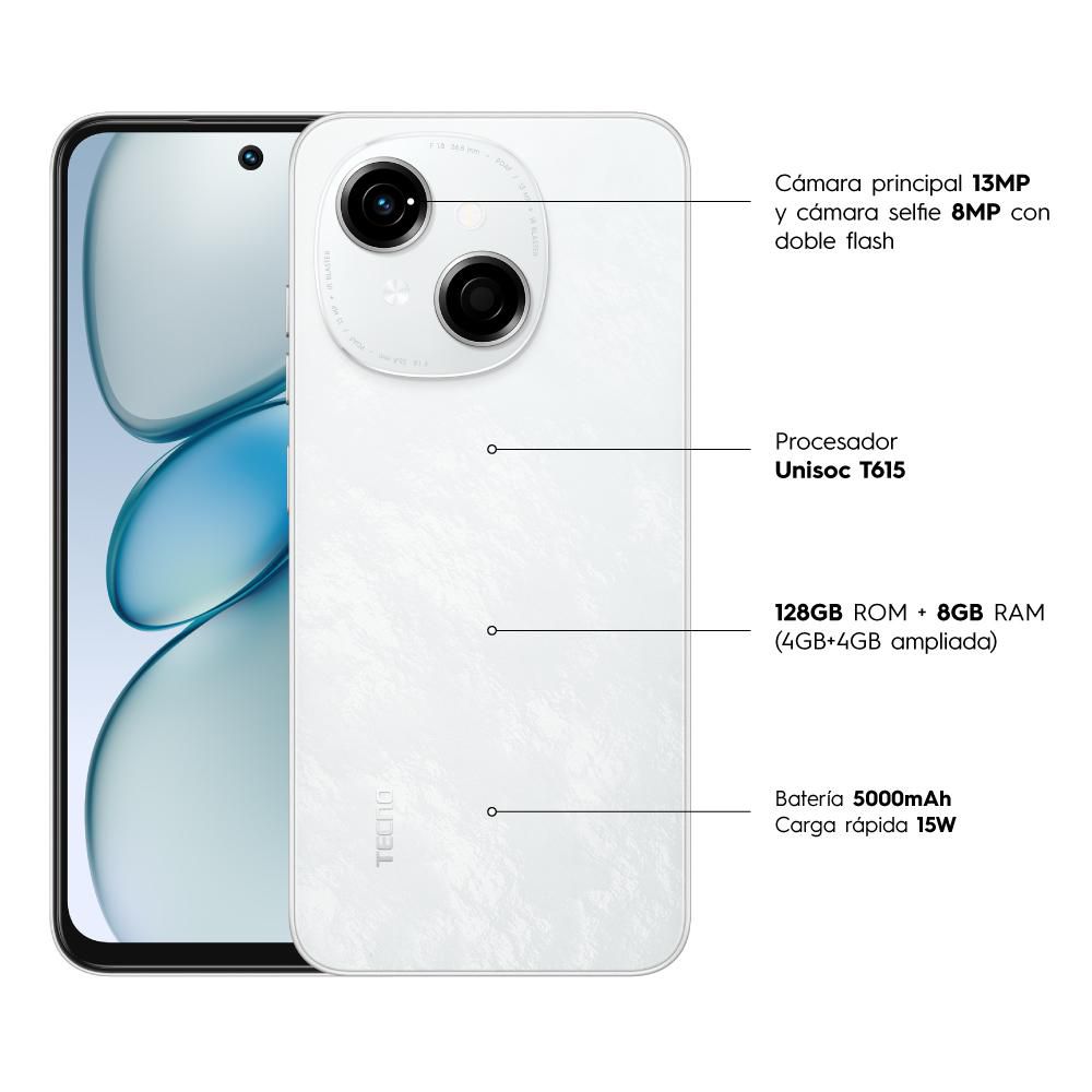 Celular TECNO MOBILE SPARK GO 1 128 GB 4 GB RAM Blanco
