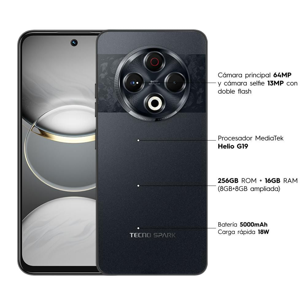 Celular TECNO MOBILE TECNO SPARK 30 BUMBLEBEE 256 GB 8 GB RAM Negro