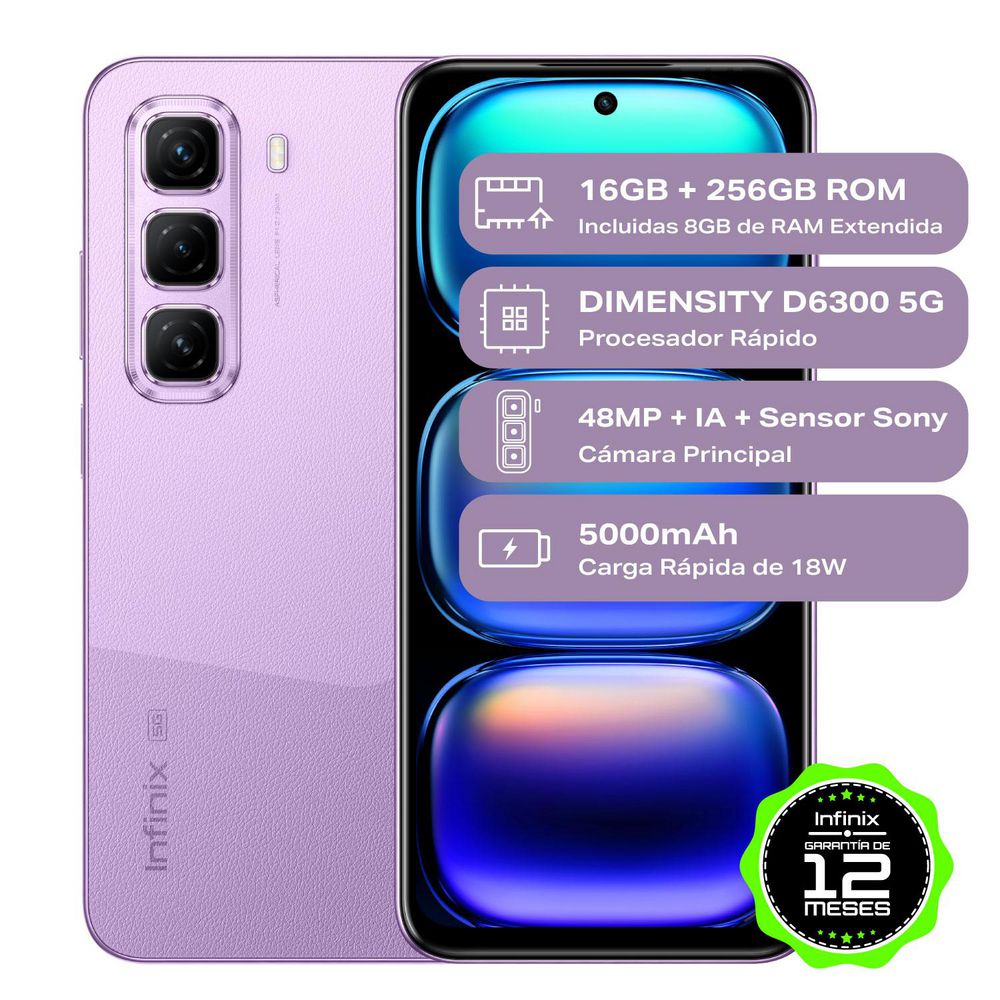 celular INFINIX HOT 50 5G 256 GB 8 GB RAM Purpura