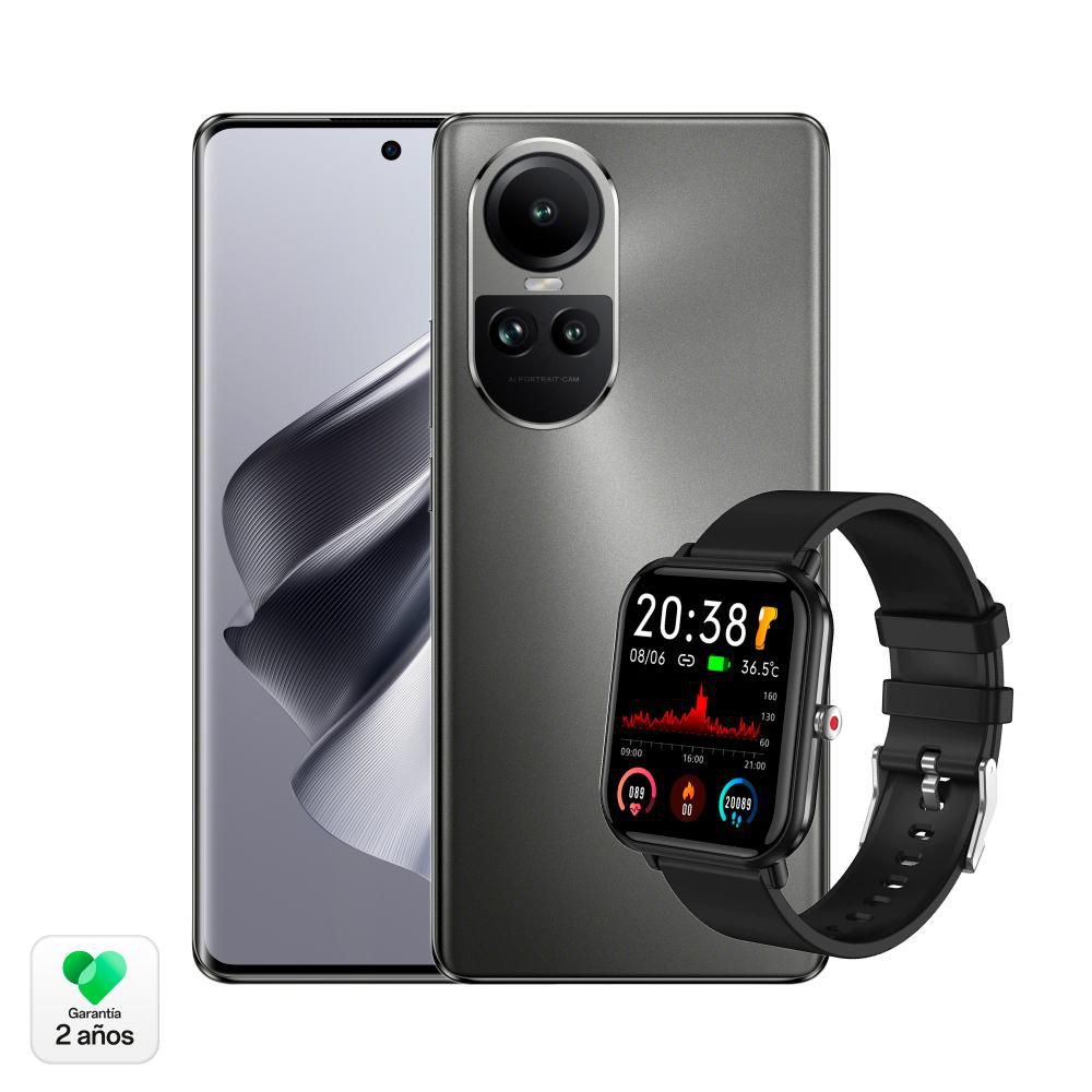 Celular OPPO RENO 10 5G 256 GB 8 GB RAM Gris + Smartwatch