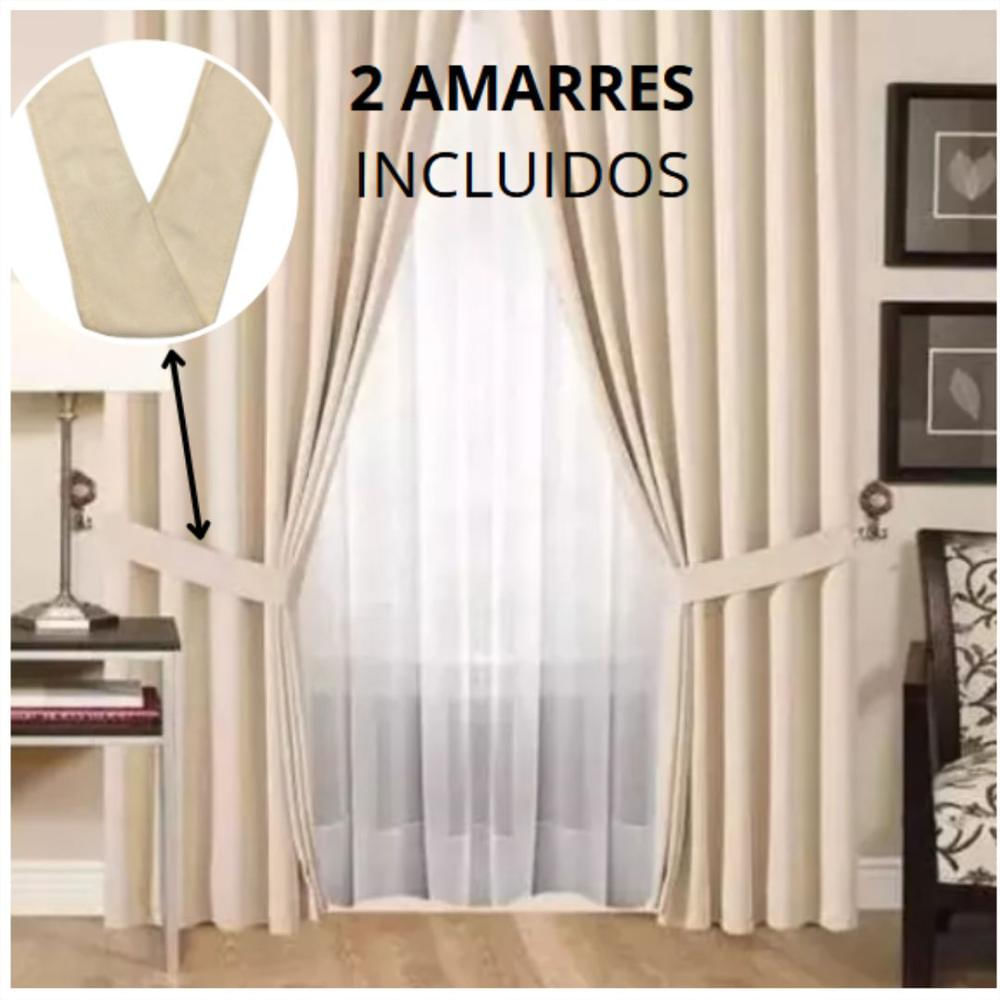 Cortina Moderna Beige Líneas 2 Paños Para Sala , Comedor, Habitación