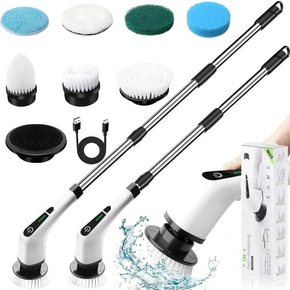 Cepillo De Limpieza Eléctrico Giratorio Con Brazo Extensión 9 En1