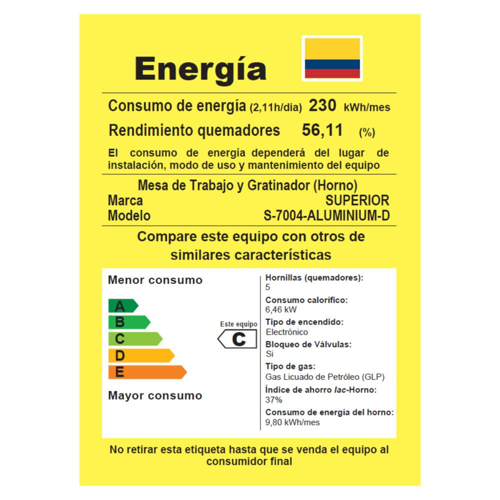 Estufa De Piso Superior Aluminium Con Horno 4P Sn 7004 08 img #5