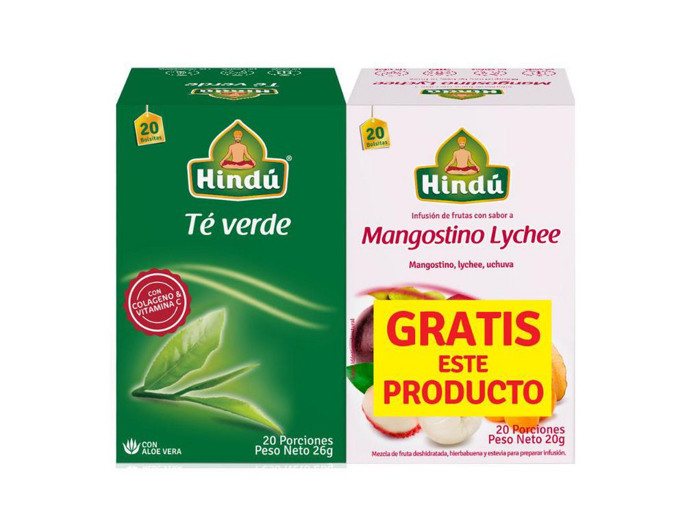 Oferta te HINDU VERDE INFUSION MANGOSTINO LYCH (20 und)
