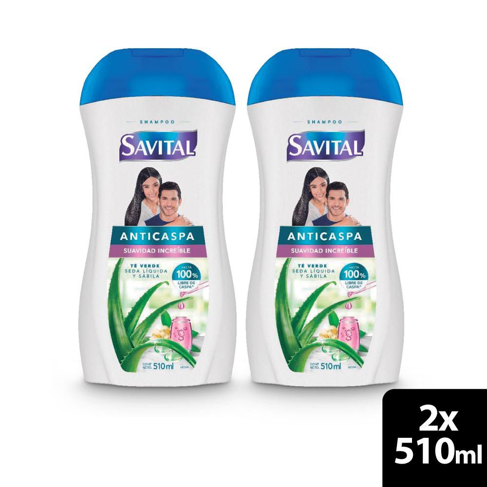 Shampoo SAVITAL Anticaspa Té Y Seda x2und (1020 ml)